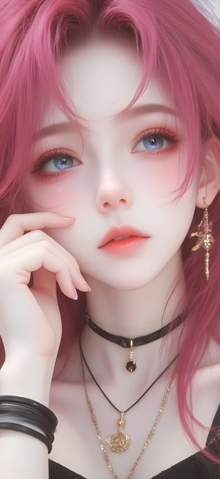 可爱粉发女孩