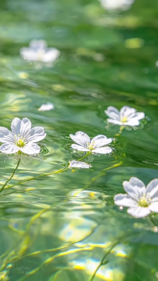 碧波上的小白花