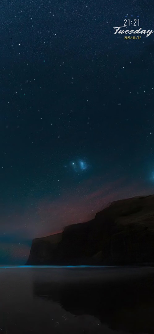 唯美夜晚的星空海岸
