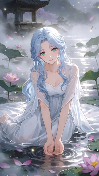 荷塘少女