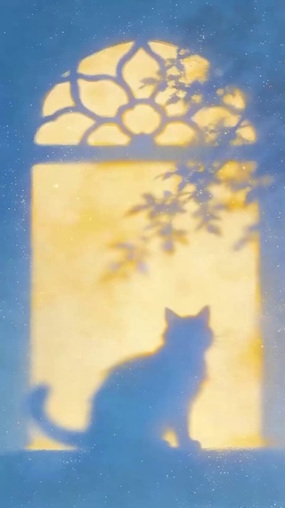 影子下窗台小猫_1