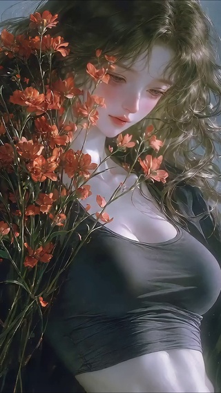 复古油画风少女