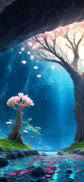 4k发光樱花树