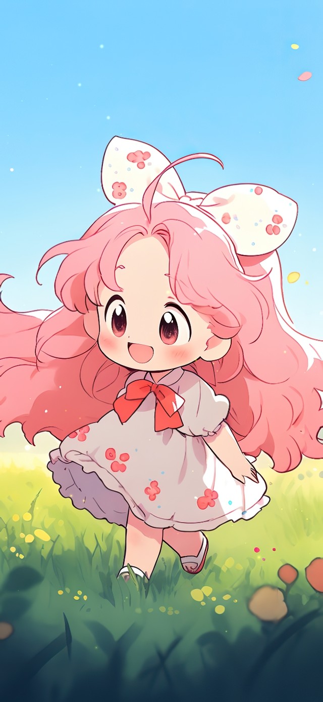 草地可爱小女孩