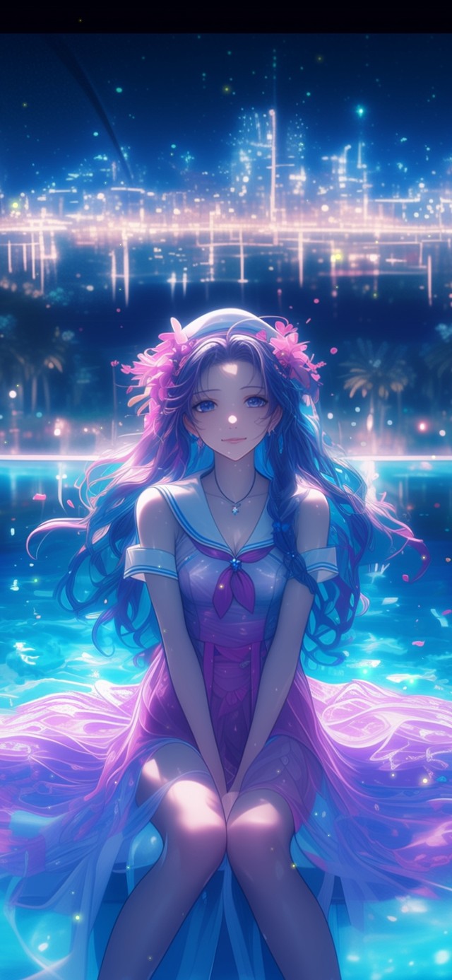 她的微笑如同夜空中的皎月