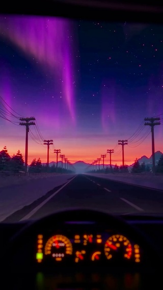 夜晚公路汽车