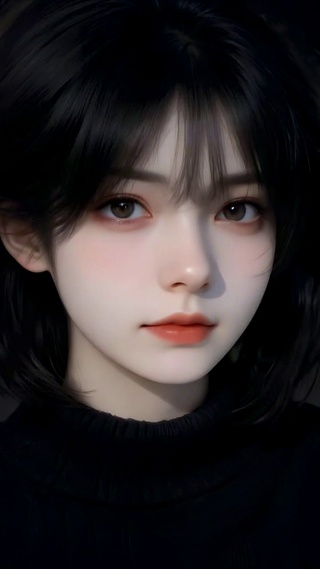 夜晚街头清冷短发美少女