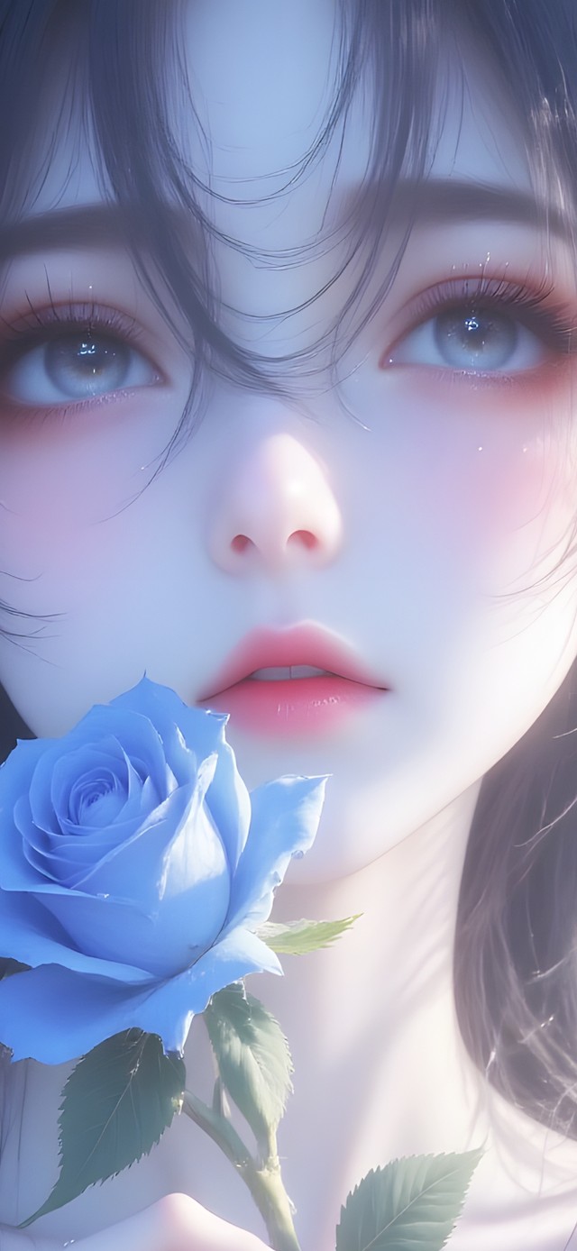 可爱蓝玫瑰女孩