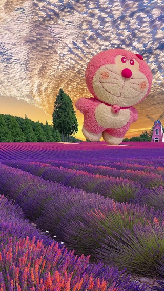 唯美熏衣花海可爱叮当猫
