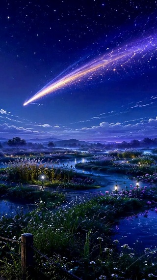 流星夜湖