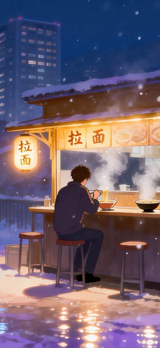 深夜街边拉面店