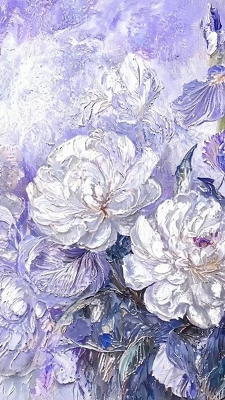 油画花朵带鱼屏