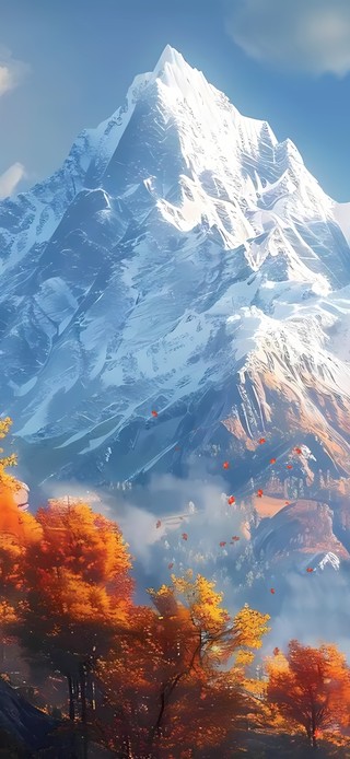 秋天的雪山