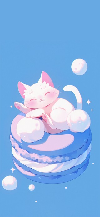 可爱马卡龙小猫