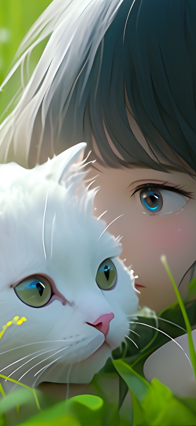 可爱的女孩和猫