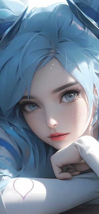 4k蓝发可爱女孩