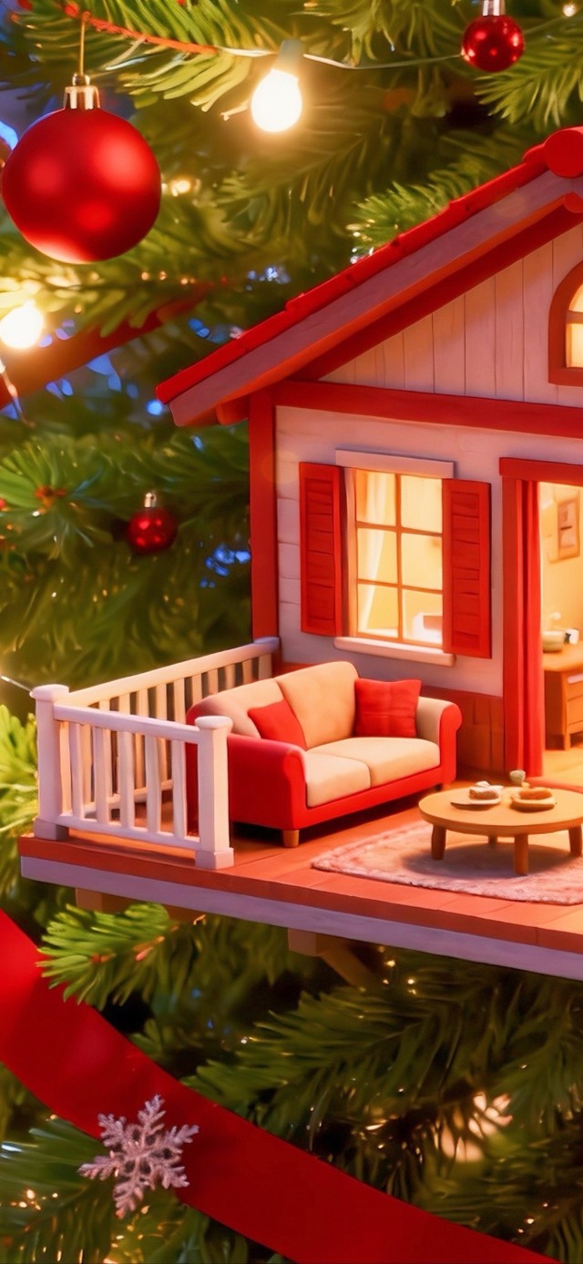 圣诞树上的小屋
