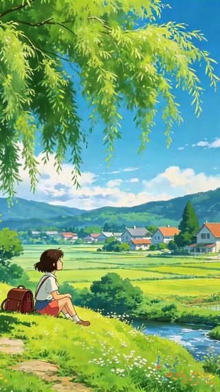 清新治愈乡间动漫少女