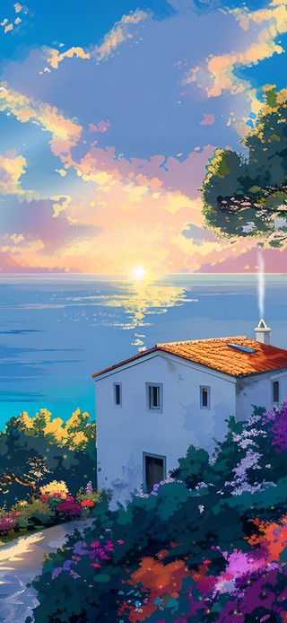 夕阳小镇海景