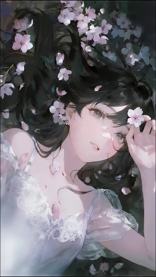 樱树下借风散意的少女
