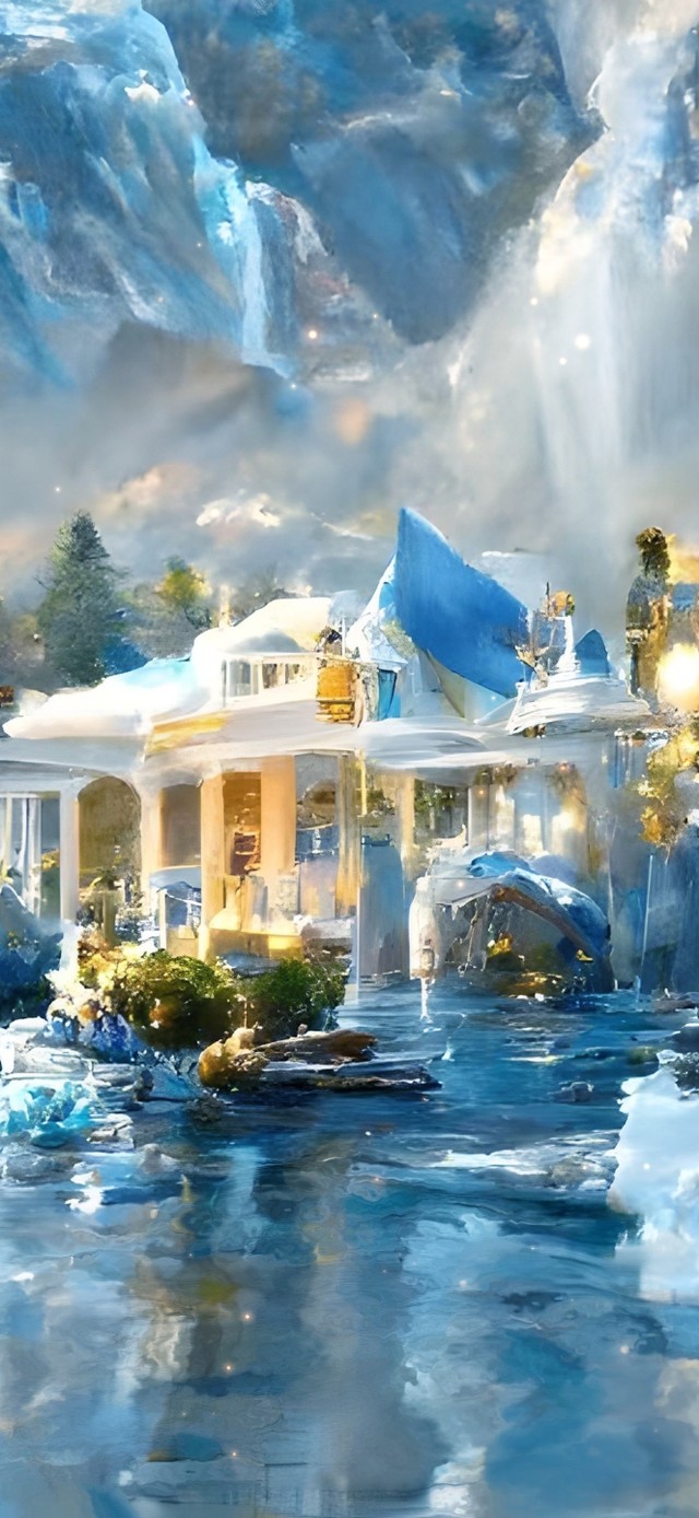 唯美冬季山谷小屋