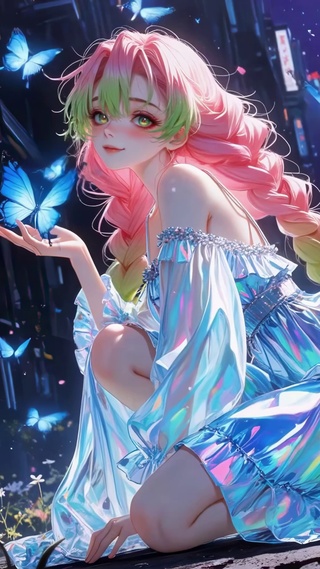 蝴蝶环绕的恋柱蜜璃