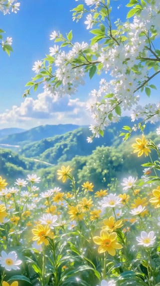 春日山谷的野花花海