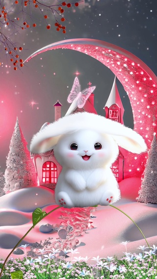摇摆雪白兔子