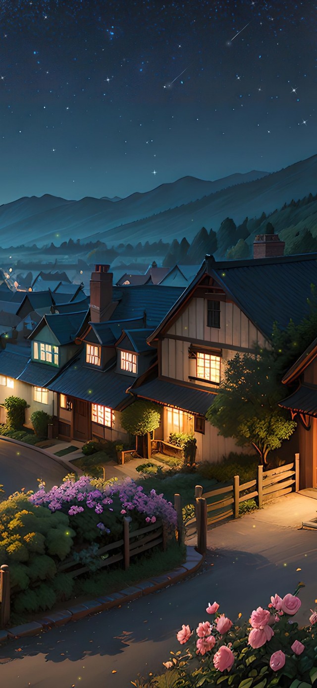 4K唯美治愈星空古镇夜景