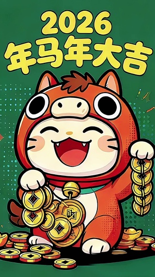 小新和马年招财喵