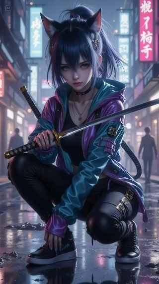 赛博朋克忍者猫女