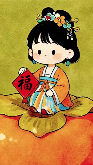 可爱柿事如意祝福仕女