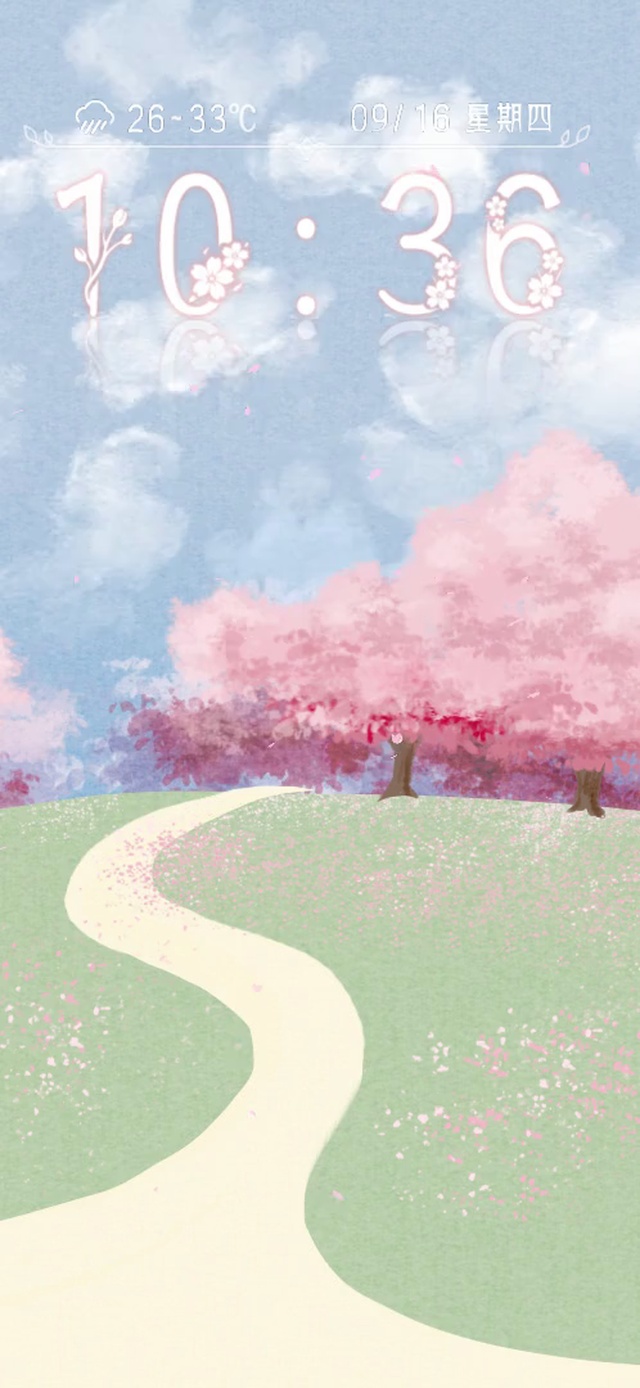 樱花林（含时钟、天气）