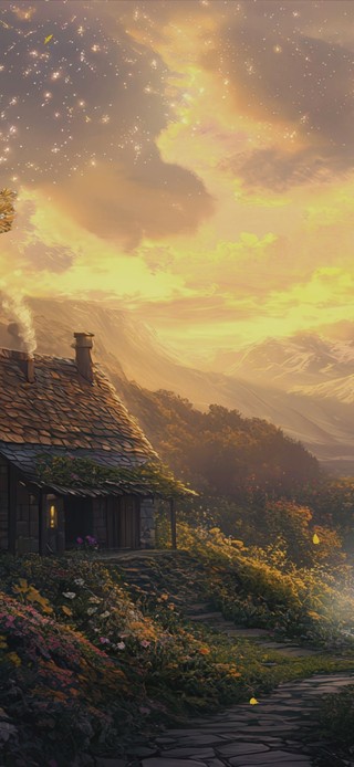 晨昏交界的山谷