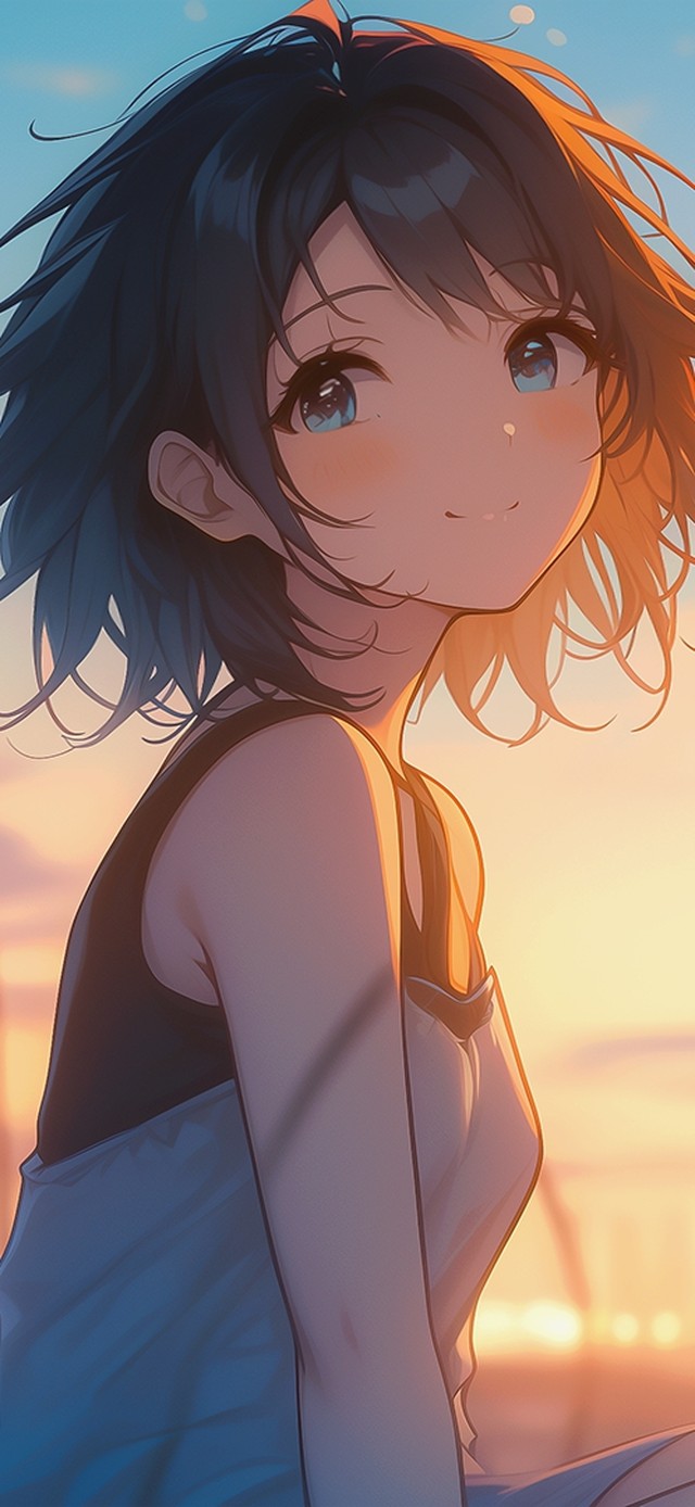 唯美夕阳少女