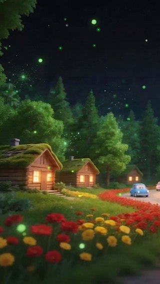 夜景树木