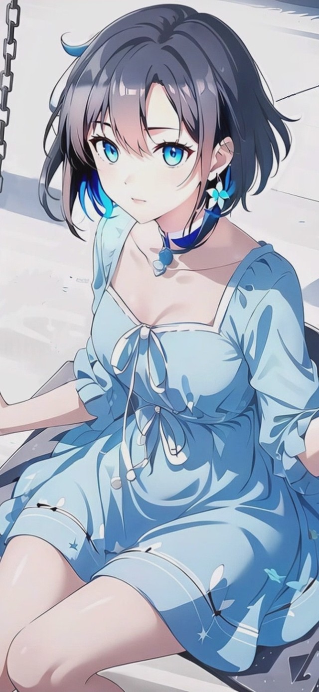 荡秋千的美少女