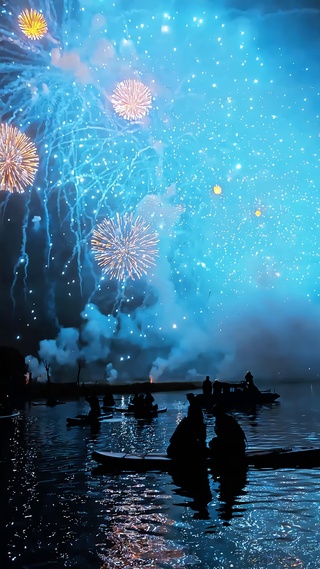 浪漫蓝色烟花
