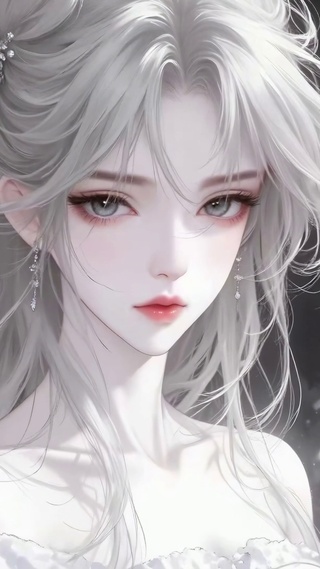 雪境空灵古风白发少女