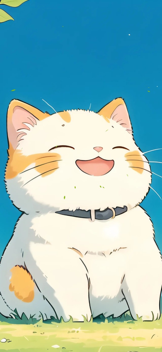 蓝天草地上猫咪
