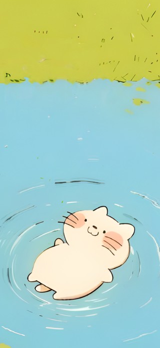 草地泳池小猫