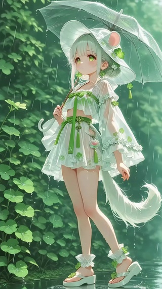 唯美雨中小猫娘
