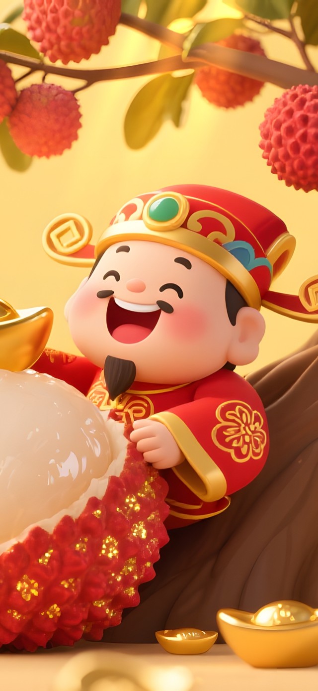 可爱荔枝财神爷