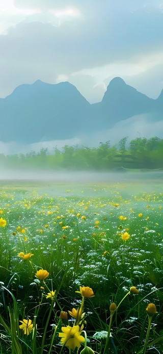 4k烟雨朦胧草原