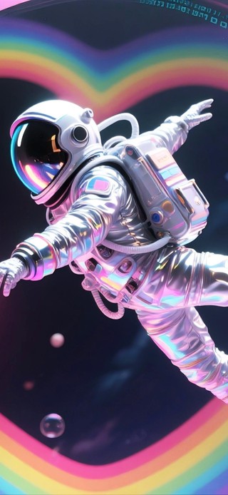 开心到起飞的太空人