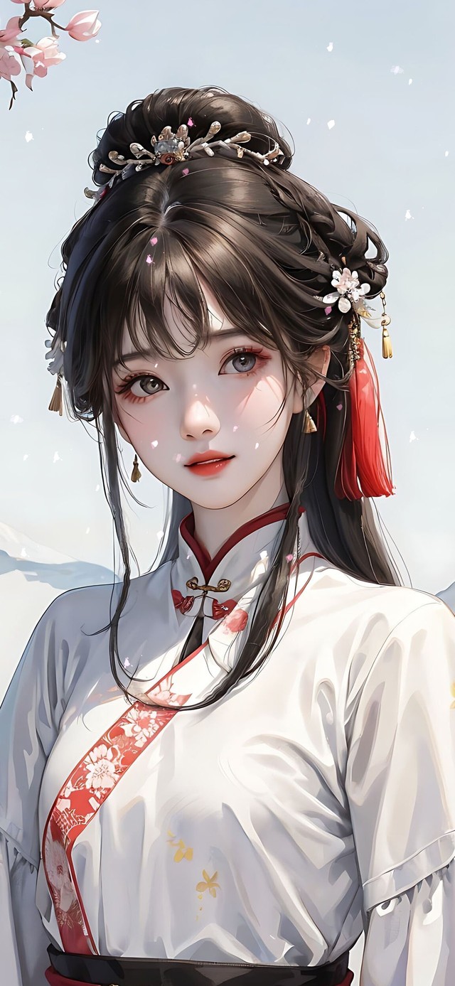 古风女子 落花 凝