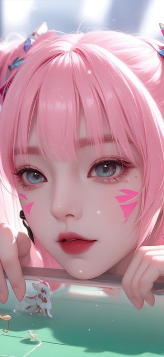 治愈系小清新粉发少女