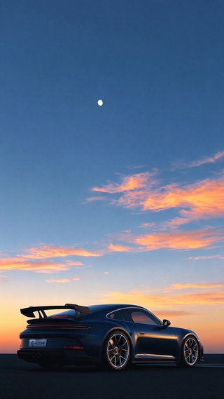 黄昏下的跑车