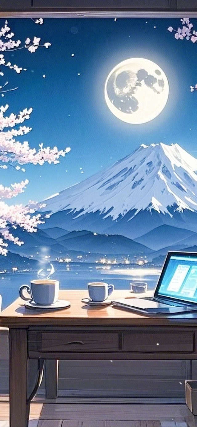 书房窗外的夜樱