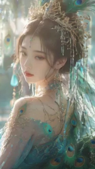 4K唯美古风孔雀少女